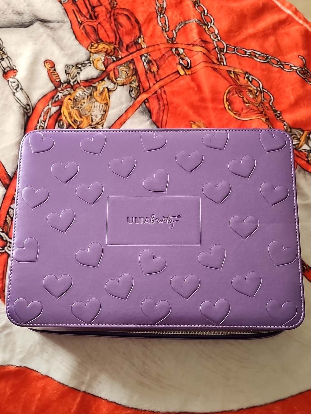 Ulta Beauty Lavender Heart-Embossed Cosmetic Case